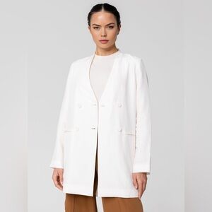 Veiled New York Longline Cupro Linen Oversized Blazer - Off White
